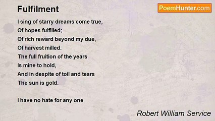 Robert William Service - Fulfilment