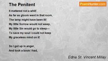 Edna St. Vincent Millay - The Penitent