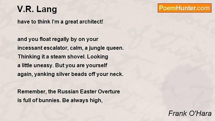 Frank O'Hara - V.R. Lang