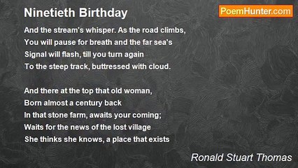 Ronald Stuart Thomas - Ninetieth Birthday
