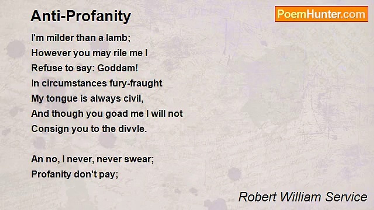 Robert William Service - Anti-Profanity