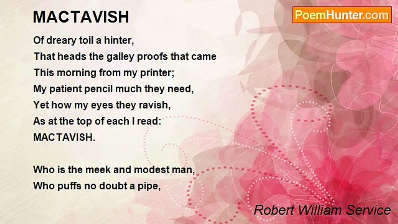 Robert William Service - MACTAVISH