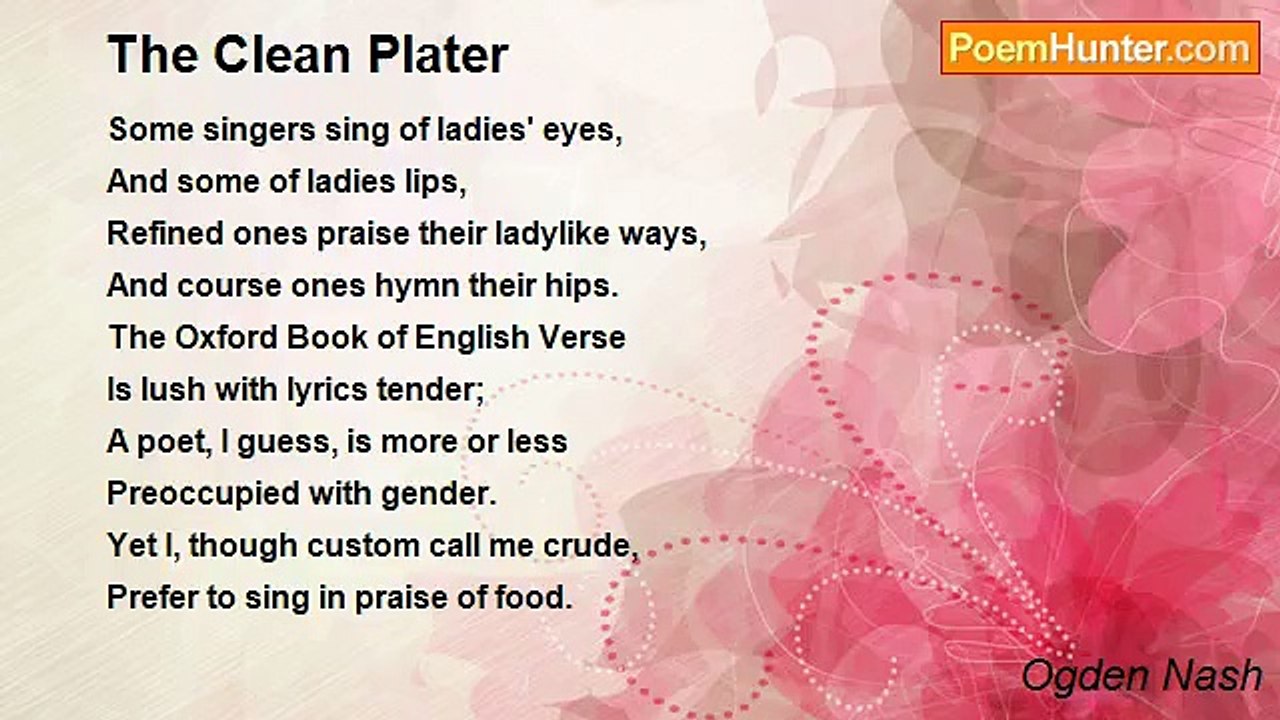 Ogden Nash - The Clean Plater
