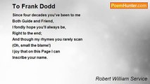 Robert William Service - To Frank Dodd