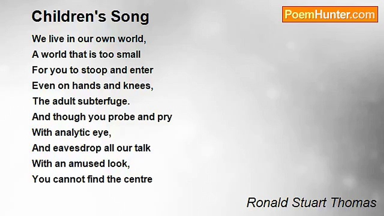Ronald Stuart Thomas - Children's Song