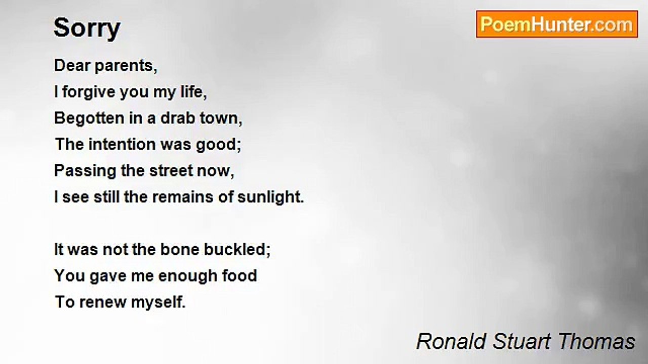 Ronald Stuart Thomas - Sorry