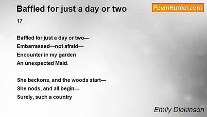 Emily Dickinson - Baffled for just a day or two