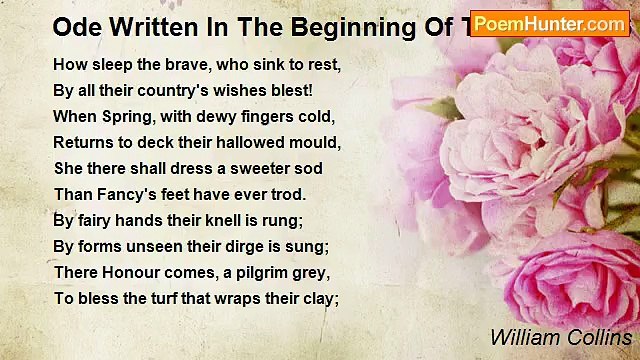 William Collins - Ode Written In The Beginning Of The Year 1746