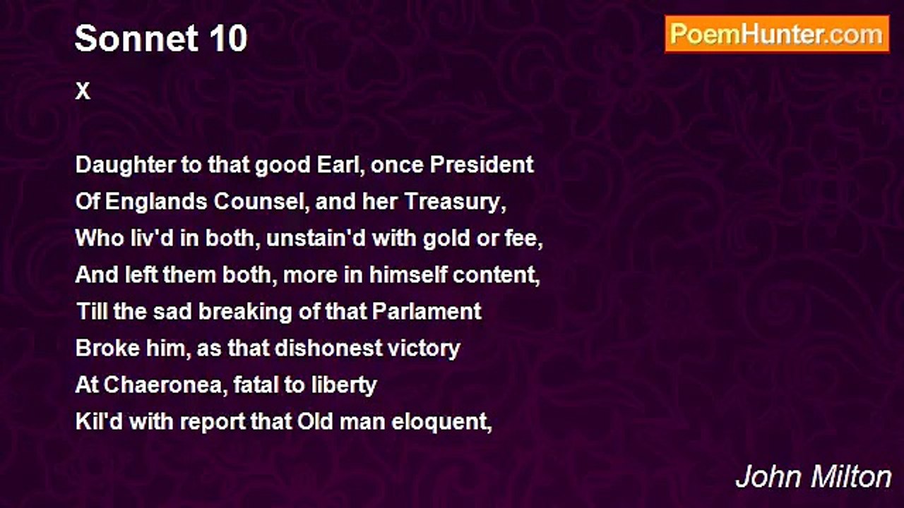 John Milton - Sonnet 10
