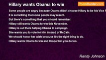 Randy Johnson - Hillary wants Obama to win
