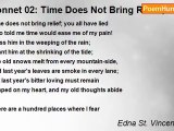 Edna St. Vincent Millay - Sonnet 02: Time Does Not Bring Relief; You All Have Lied