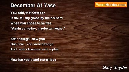 Gary Snyder - December At Yase