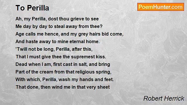 Robert Herrick - To Perilla