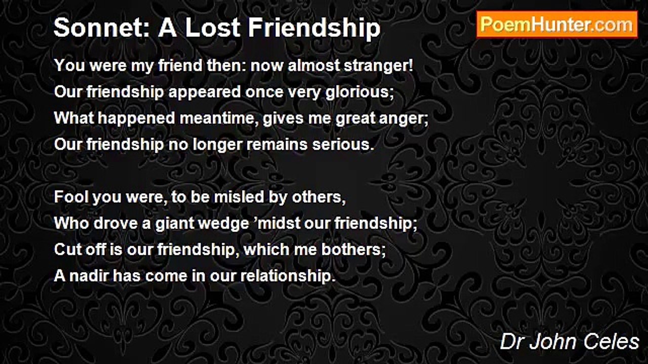 Dr John Celes - Sonnet: A Lost Friendship