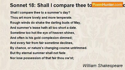 William Shakespeare - Sonnet 18: Shall I compare thee to a summer's day?