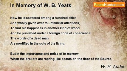 W. H. Auden - In Memory of W. B. Yeats