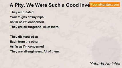 Yehuda Amichai - A Pity. We Were Such a Good Invention