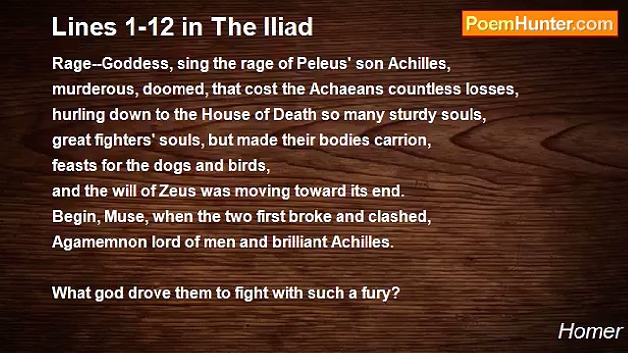 Homer - Lines 1-12 in The Iliad