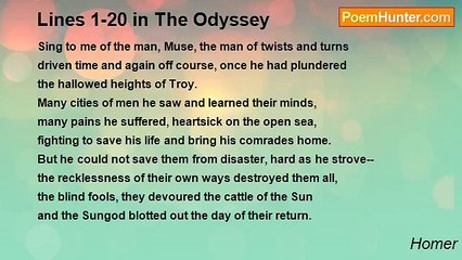 Homer - Lines 1-20 in The Odyssey