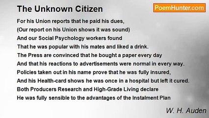W. H. Auden - The Unknown Citizen