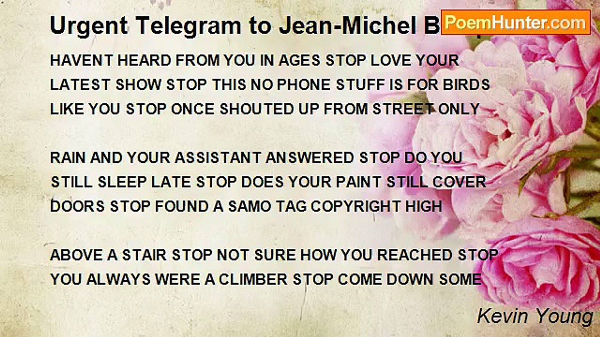 Kevin Young - Urgent Telegram to Jean-Michel Basquiat