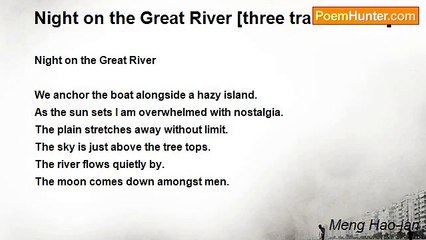Meng Hao-jan - Night on the Great River [three translations]