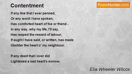 Ella Wheeler Wilcox - Contentment