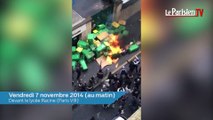 Manif pour Rémi Fraisse : début d'incendie devant le lycée Racine à Paris