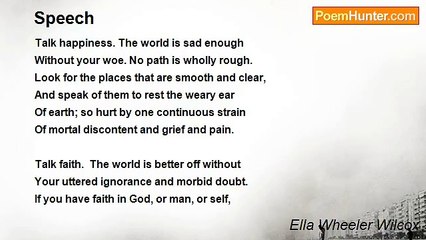 Ella Wheeler Wilcox - Speech