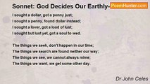 Dr John Celes - Sonnet: God Decides Our Earthly-life