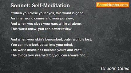 Dr John Celes - Sonnet: Self-Meditation