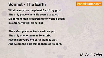 Dr John Celes - Sonnet - The Earth
