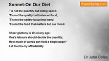 Dr John Celes - Sonnet-On Our Diet