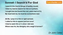 Dr John Celes - Sonnet- I Search'd For God