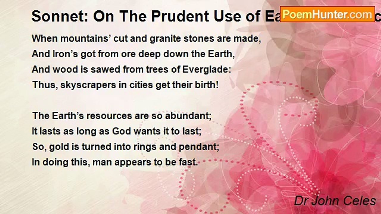Dr John Celes - Sonnet: On The Prudent Use of E...