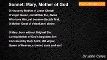 Dr John Celes - Sonnet: Mary, Mother of God