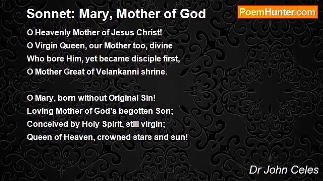 Dr John Celes - Sonnet: Mary, Mother of God