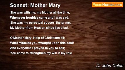 Dr John Celes - Sonnet: Mother Mary