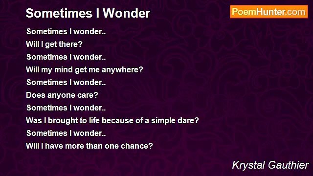 Krystal Gauthier - Sometimes I Wonder