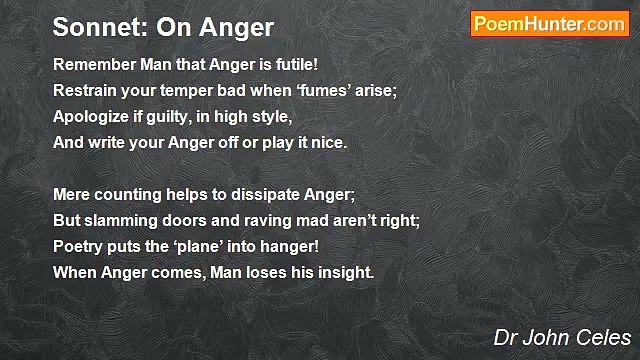 Dr John Celes - Sonnet: On Anger