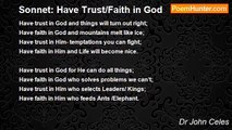 Dr John Celes - Sonnet: Have Trust/Faith in God