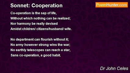 Dr John Celes - Sonnet: Cooperation