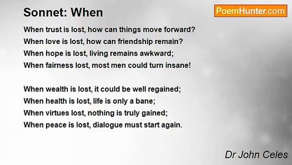 Dr John Celes - Sonnet: When