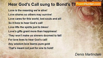 Denis Martindale - Hear God's Call sung to Bond's Thunderball theme