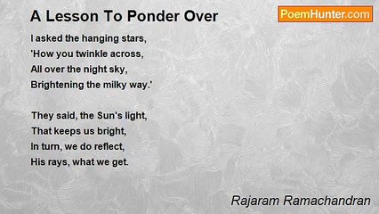 Rajaram Ramachandran - A Lesson To Ponder Over