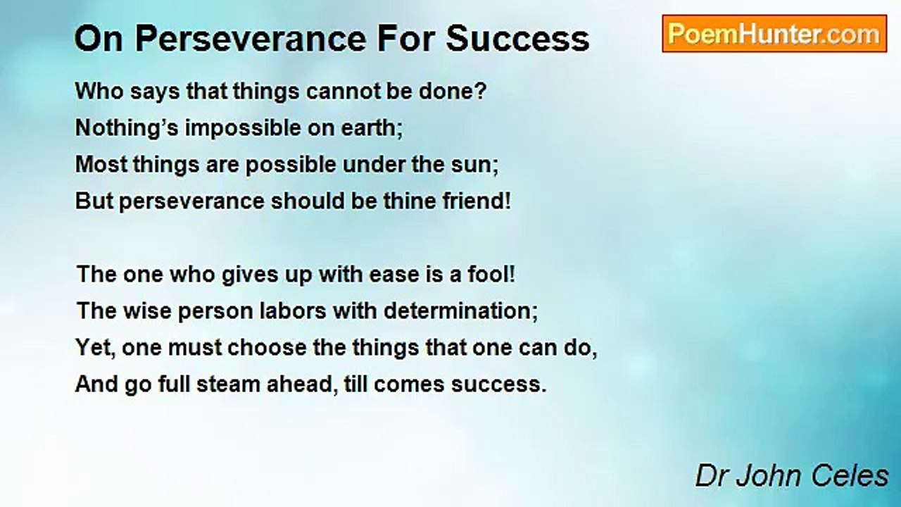 Dr John Celes - On Perseverance For Success