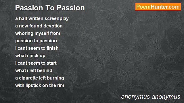 anonymus anonymus - Passion To Passion