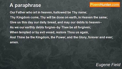 Eugene Field - A paraphrase