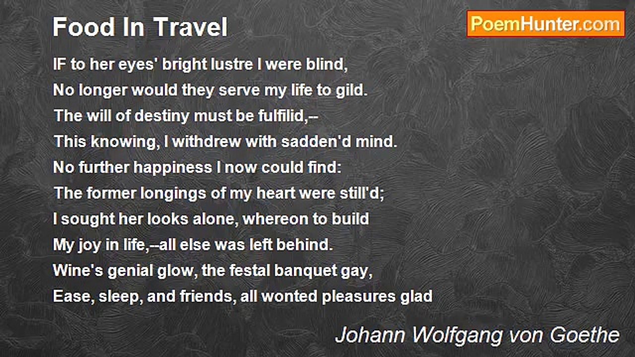 Johann Wolfgang von Goethe - Food In Travel