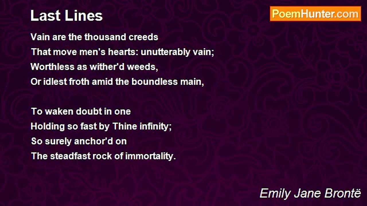 Emily Jane Brontë - Last Lines